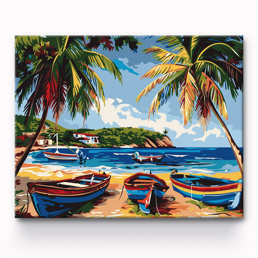 Beach And Boat Painting By Number 1