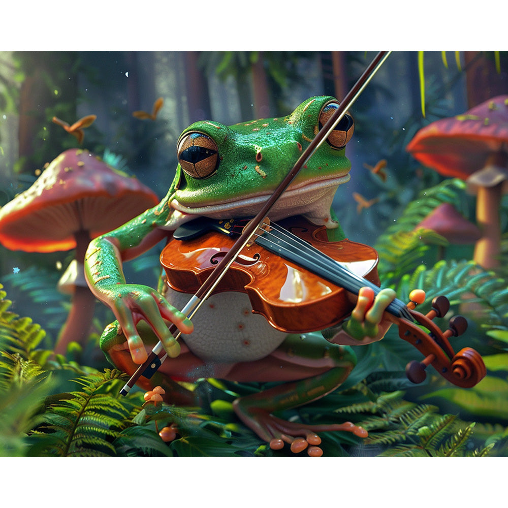 Frog Playing Fiddle Painting By Number 2