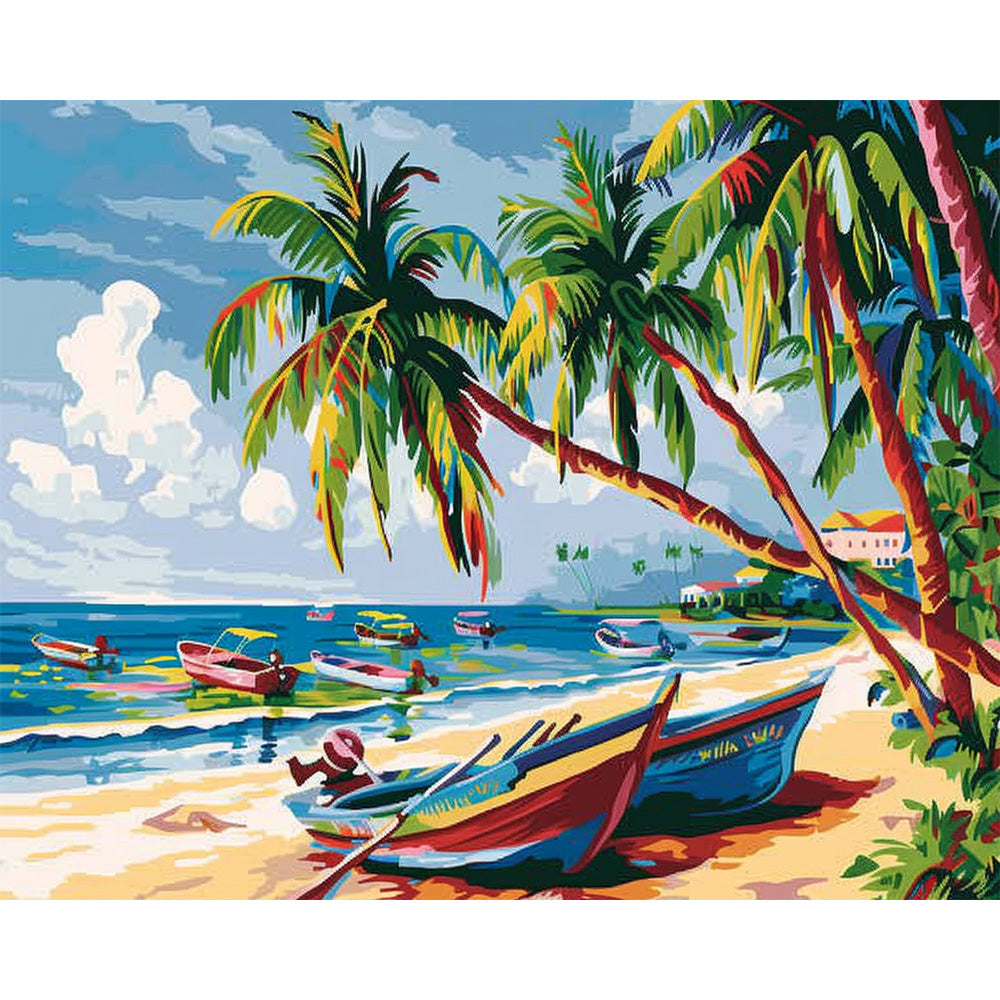 Beach And Boat Painting By Number 2
