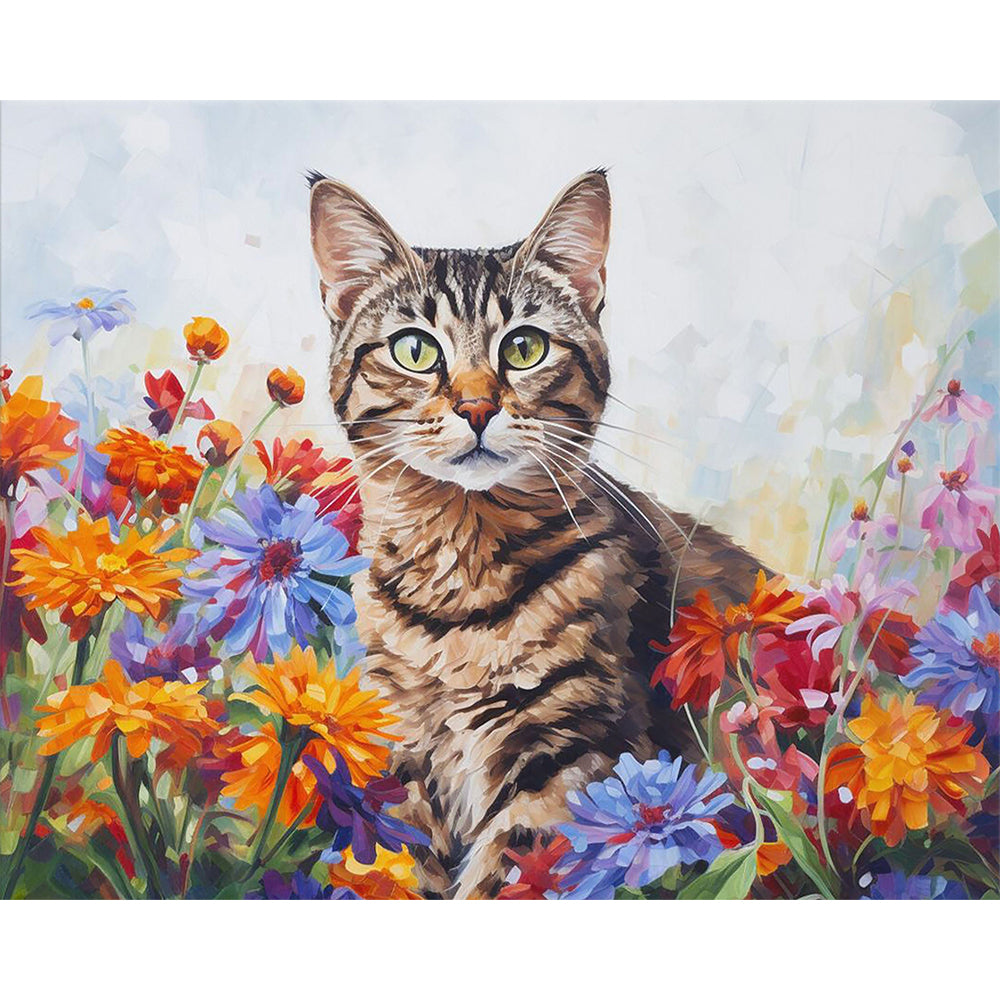 Civet Cat in the Flower Bushes Painting By Number 2