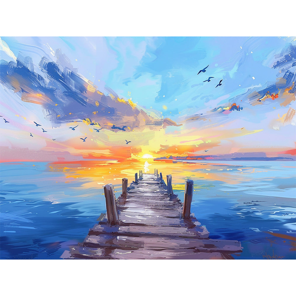 Sunset Bridge Side Pier Painting By Number 2