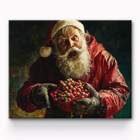 Santa Claus Loving Rainbow Candy Painting By Number 1
