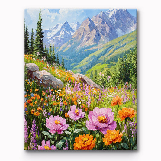 Flower Mountains Painting By Number 1