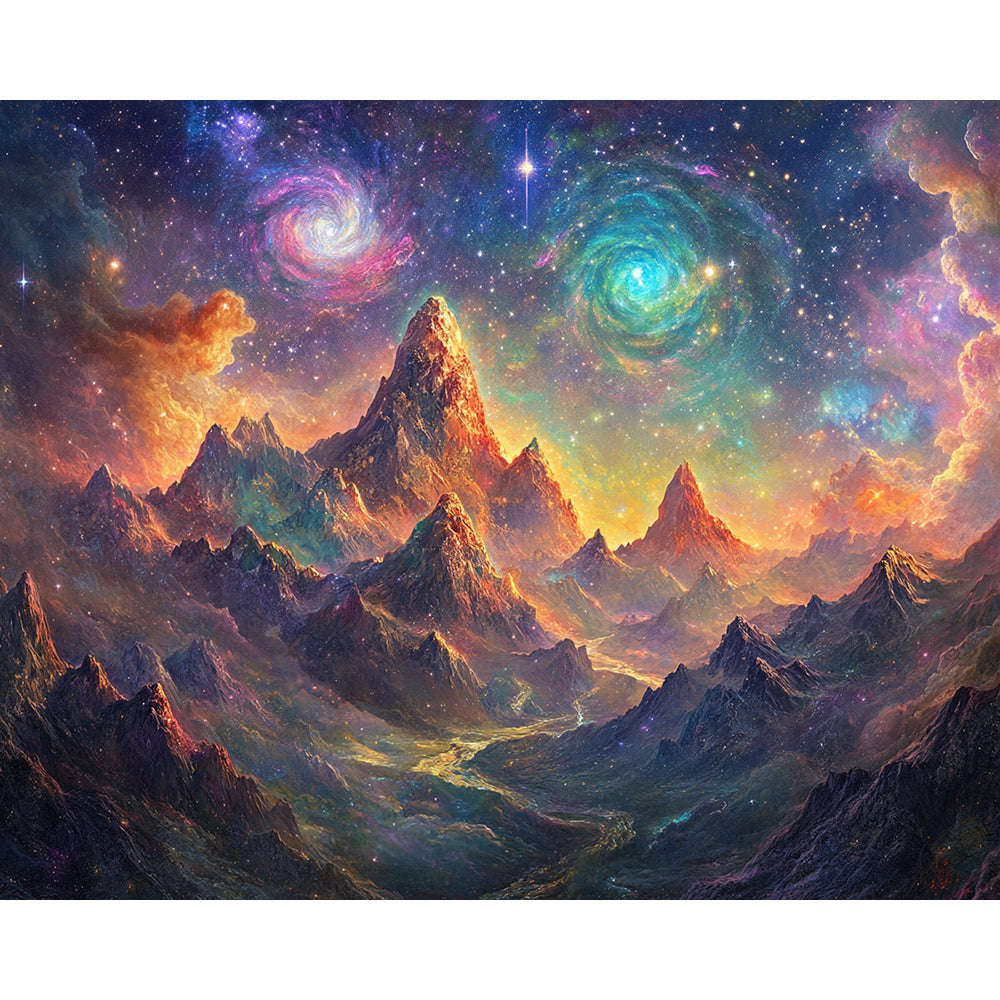 Starry Sky Mountains Painting By Number 2
