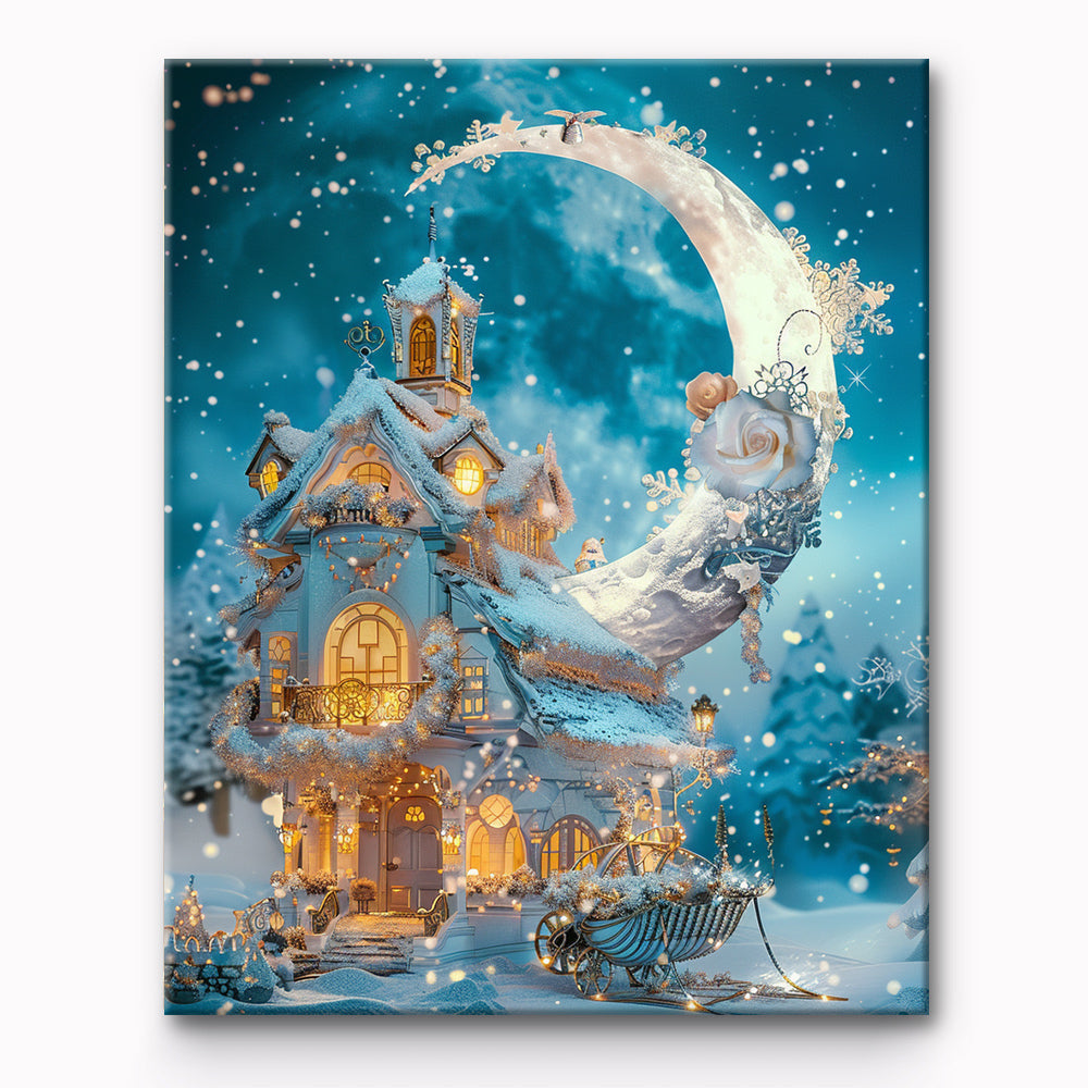 House in the Moonlight Painting By Number 1