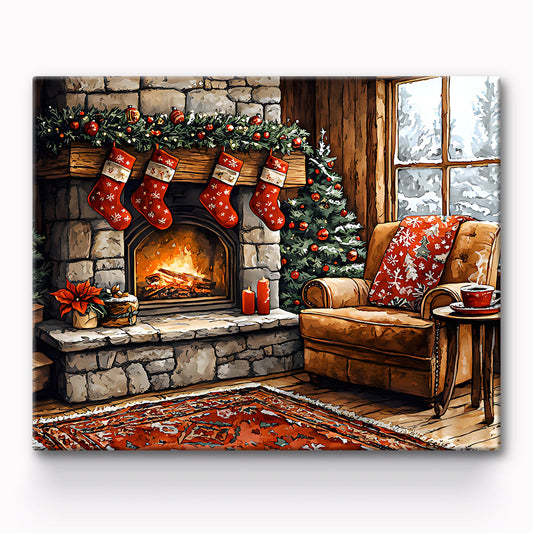 Christmas Eve By The Fire Painting By Number 1