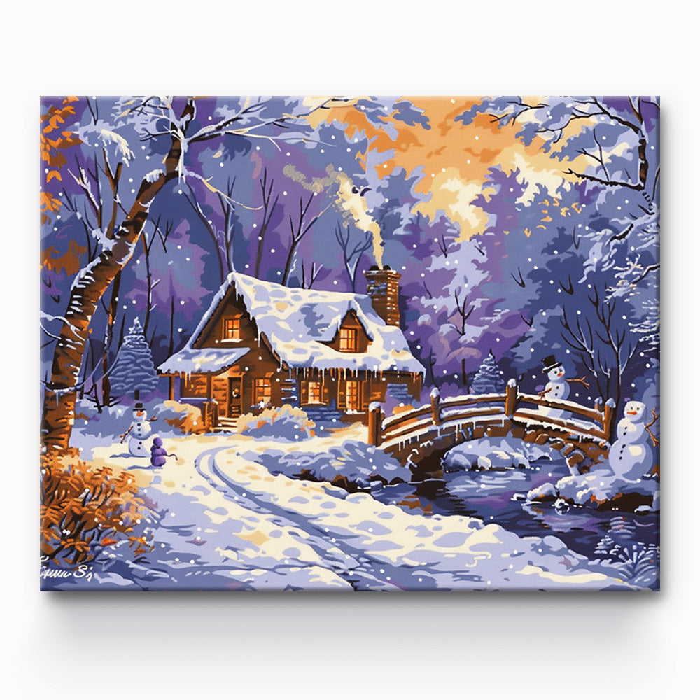 Snowman And House Painting By Number 1