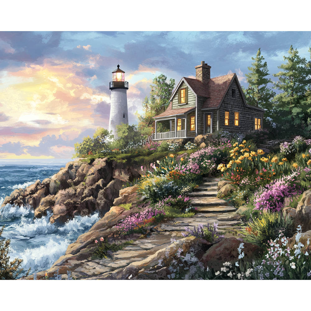 Lighthouse House By The Sea Painting By Number 2