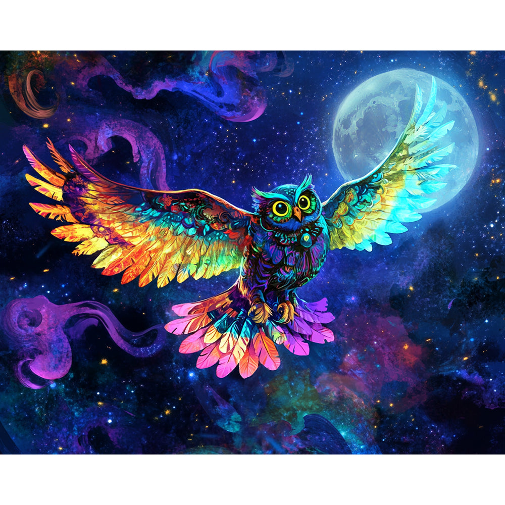 Colorful Owl Under The Moon Painting By Number 2