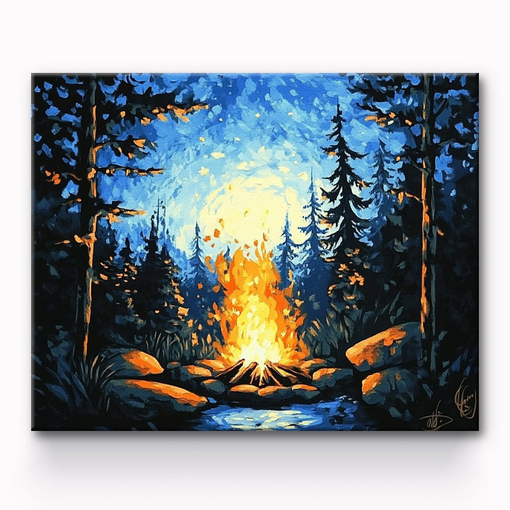 Campfire And Forest Painting By Number 1