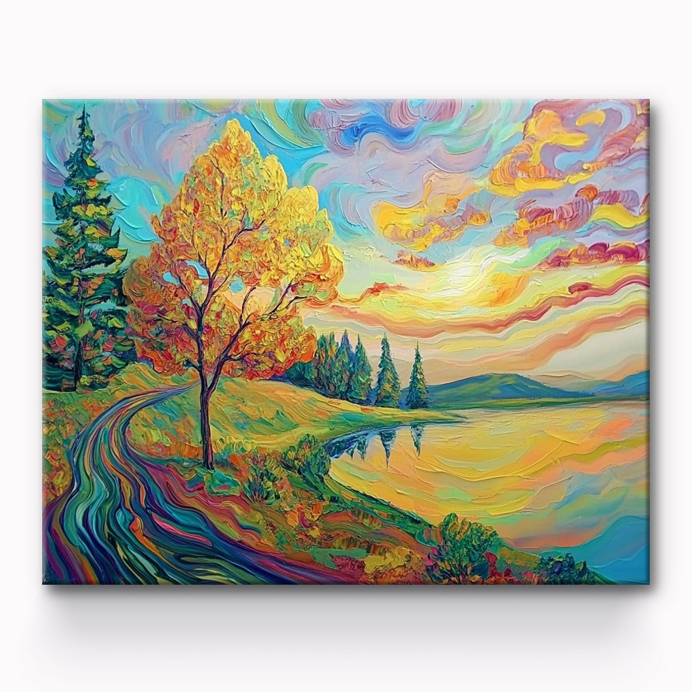 Lakeside Trees Painting By Number 1