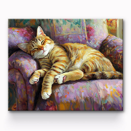 Cat Sleeping On Sofa Painting By Number 1