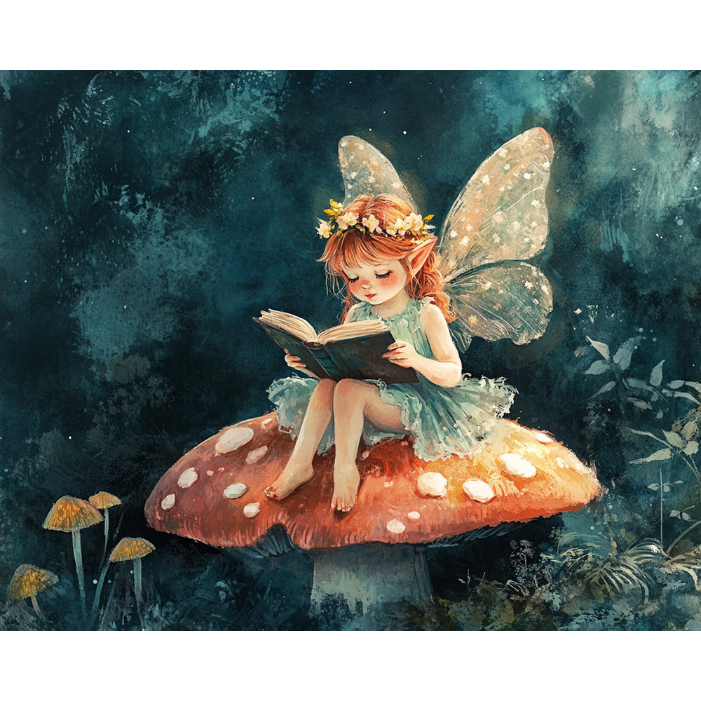 Elves Reading On Mushrooms Painting By Number 2