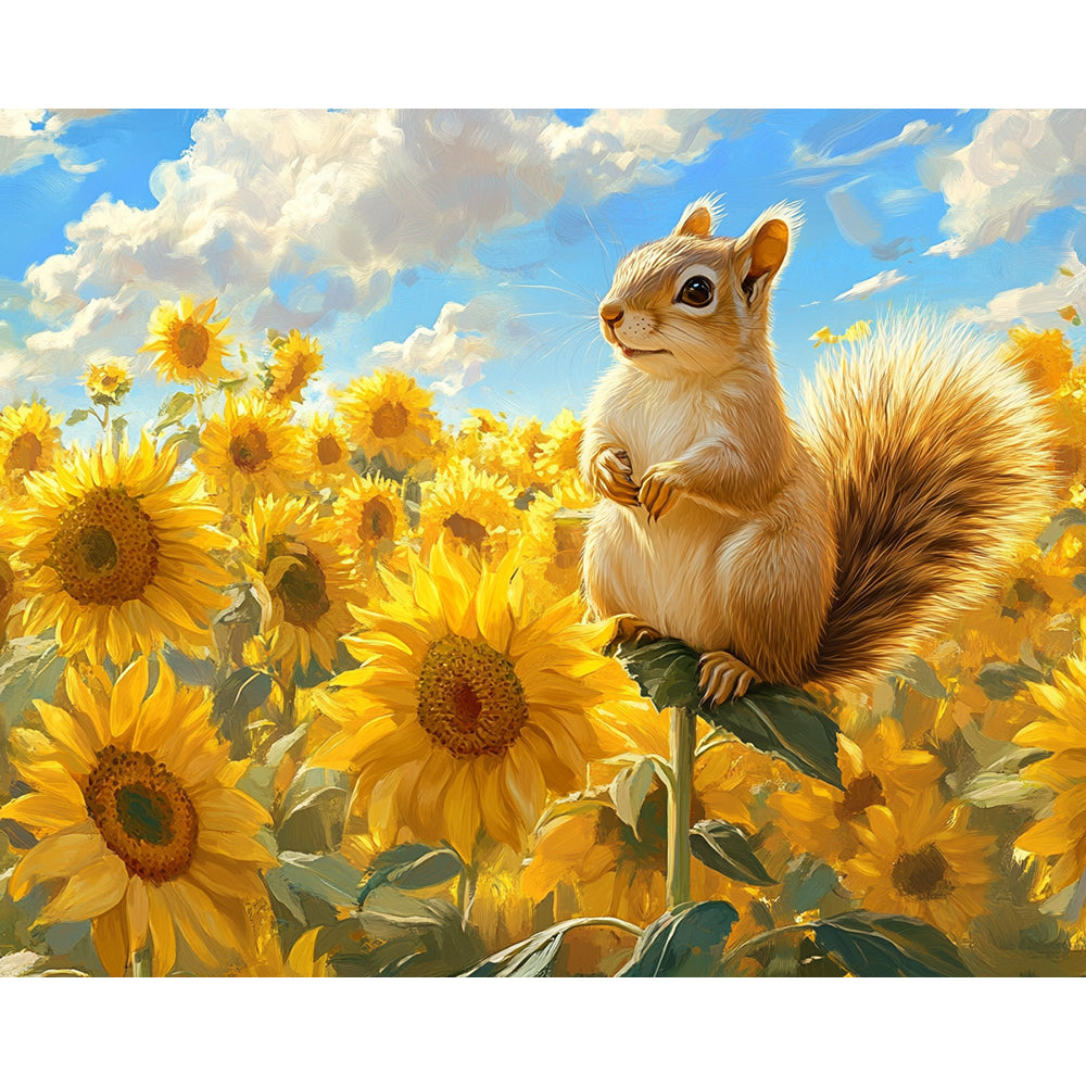 Squirrel In Sunflower Painting By Number 2