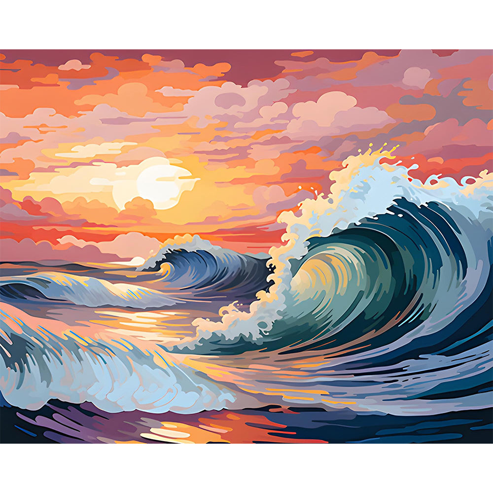 The Setting Sun Over The Ocean Painting By Number 2