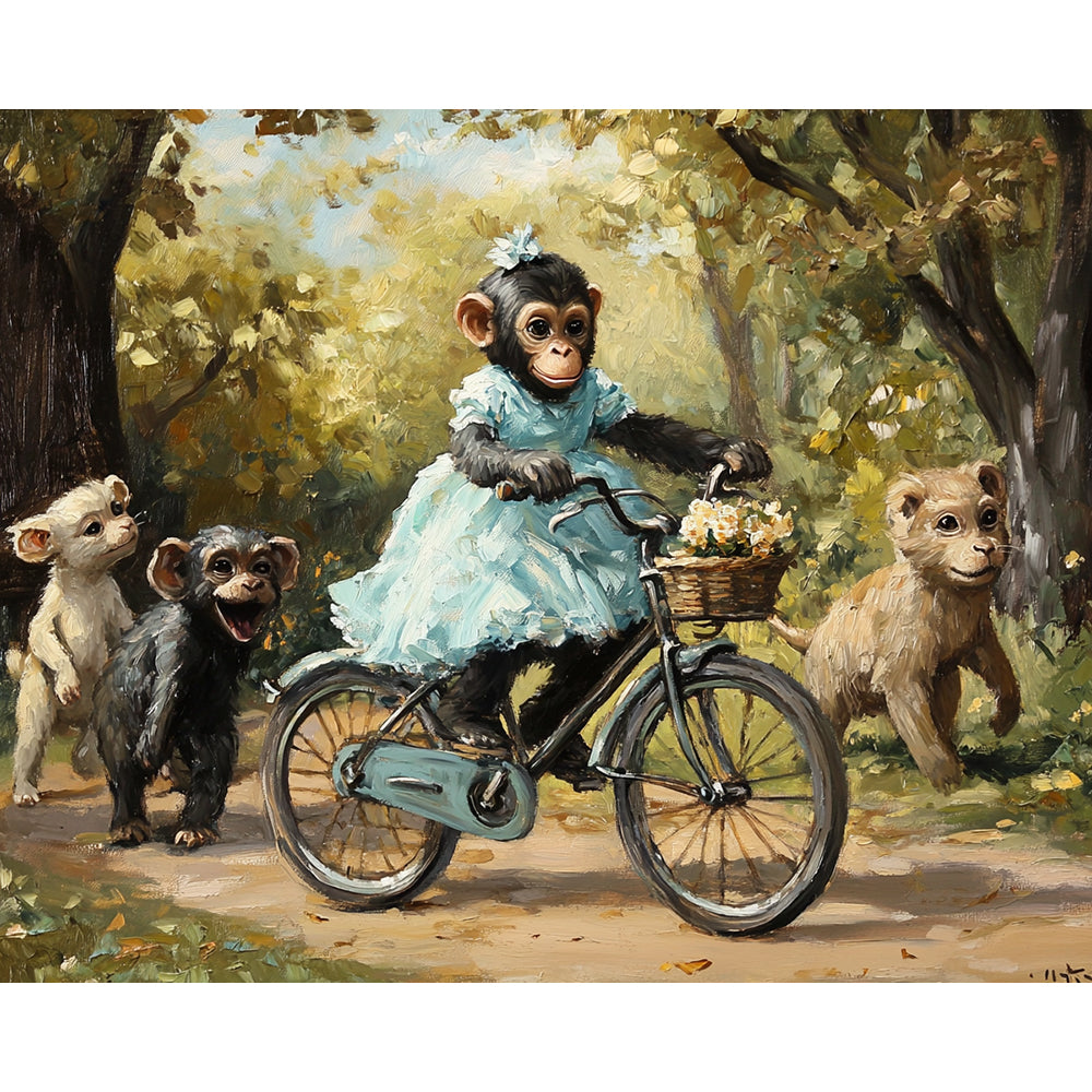 Monkeys Practicing Riding Painting By Number 2