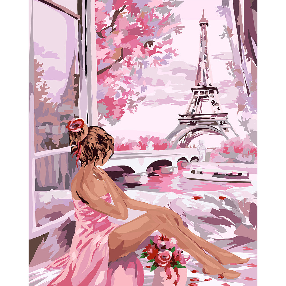 Romance Under Pink Paris Painting By Number 2