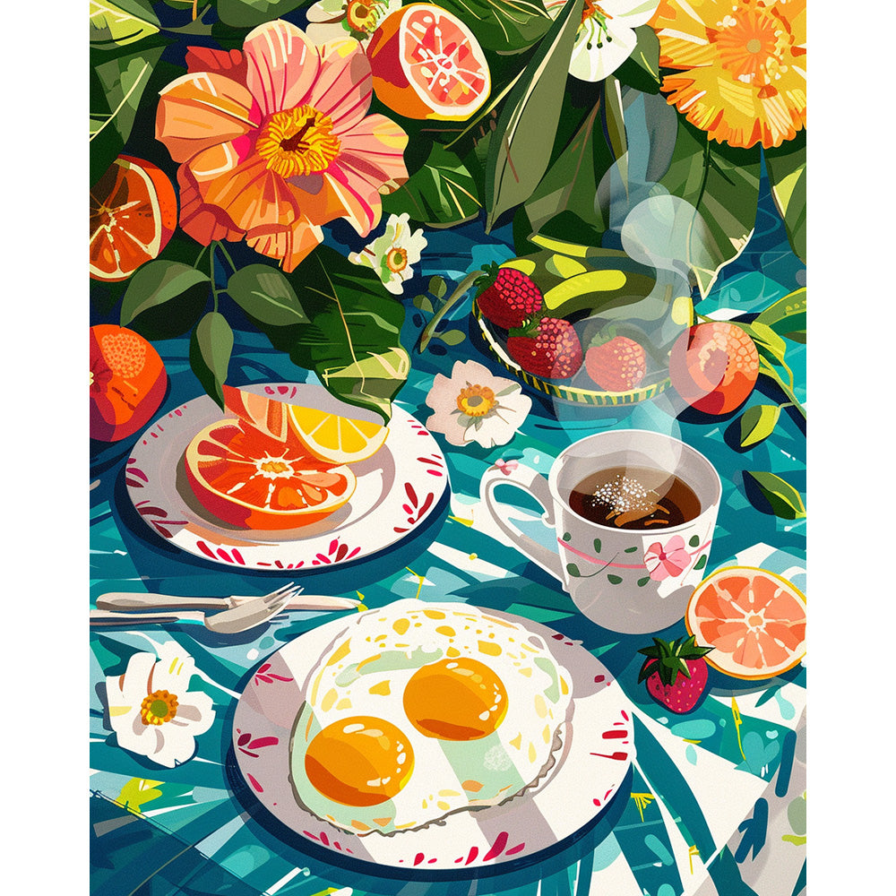 Enjoying Food Time Painting By Number 2