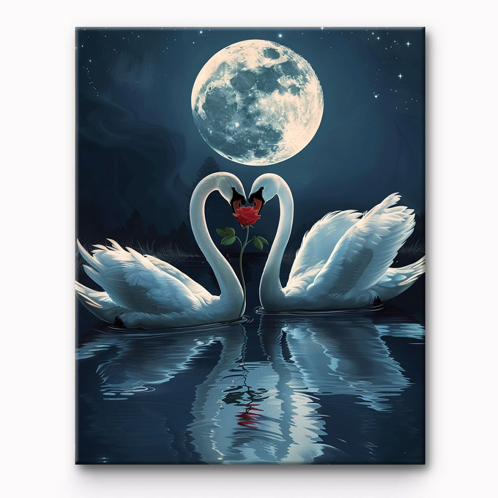 The Moon and The Swan Painting By Number 1