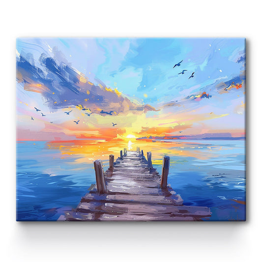 Sunset Bridge Side Pier Painting By Number 1